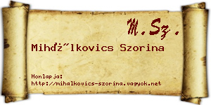 Mihálkovics Szorina névjegykártya